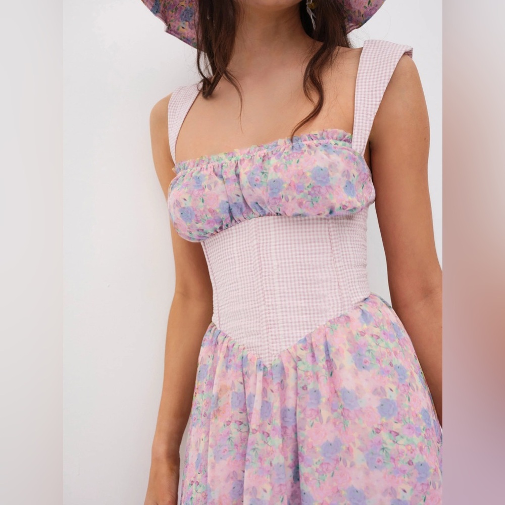 For Love & Lemons Brenna Mini Floral Dress Size Medium NWT - Picture 2 of 15